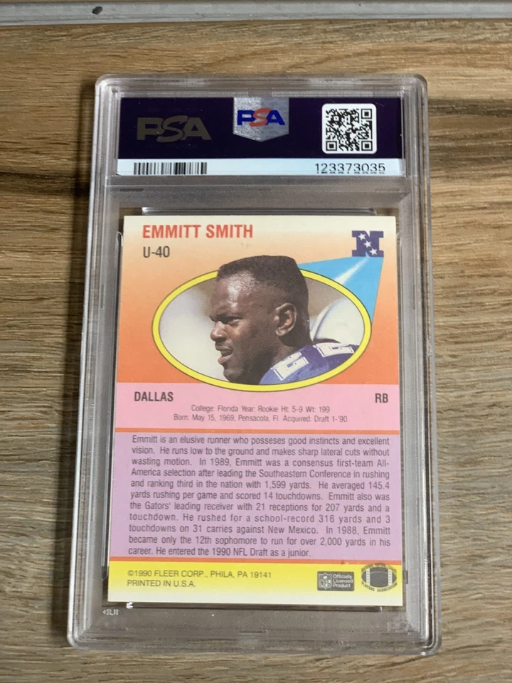 1990 Fleer Update Emmitt Smith (RC) (HOF) card graded PSA 10 - Image 2 of 2