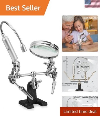 Illuminated Helping Hand Magnifier with Adjustable Arm & Durable Base - 3X Lens