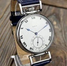 Custom  43mm Watch with Original Elgin 452 Pocket Watch Movement 1920 VINTAGE!