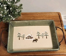 13" Rectangular Baker with 16" Metal Stand Lodge by Sonoma Home NEW