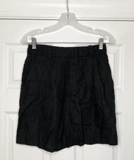 Oak + Fort Women’s 100% Linen High Rise Shorts Black 4