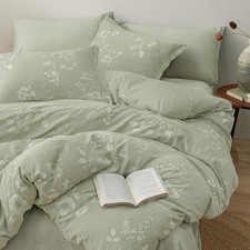 PHF Stone-Washed 100 Cotton Duvet Cover Set Queen Size, Ultra Soft, Breathable,