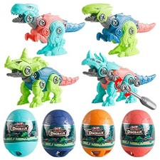 4 Pack Jumbo Dinosaur Eggs with Take Apart Dinosaur Toys Building Toys for Ki...