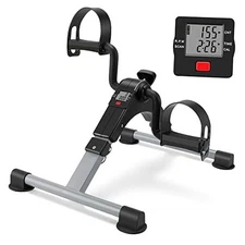 Folding Pedal Exerciser Mini Exercise Bike Portable Peddler Under Desk gray