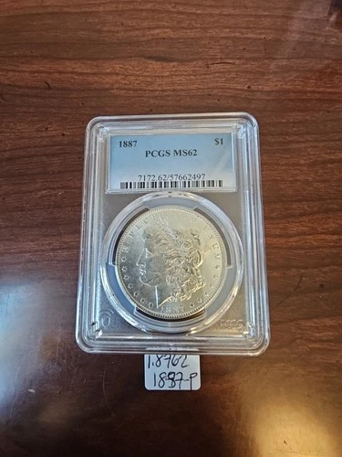 1887-P Morgan Silver Dollar $1 PCGS MS62,  Stunning Coin, Brilliant Strike