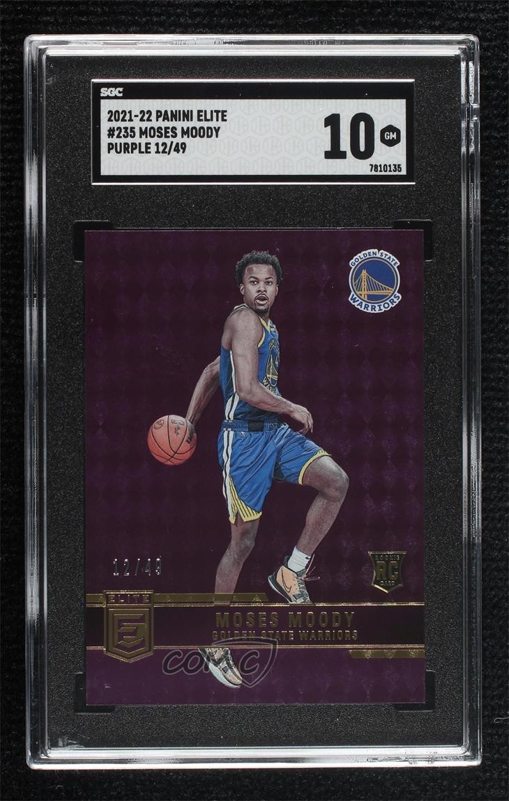 2021-22 Donruss Elite Rookies Purple 12/49 Moses Moody SGC 10 GEM Rookie RC 0dz3