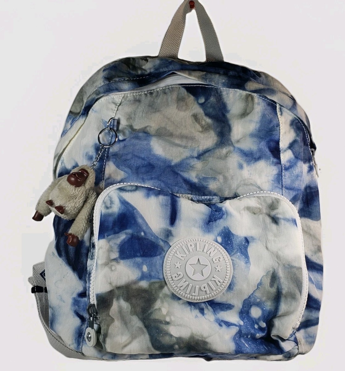Kipling Seoul 2 Large Blue/Gray Tie Dye Backpack With Monkey  display picture 2