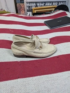 Mocassins Gucci or Horsebit beige daim à enfiler taille 7 B authentiques