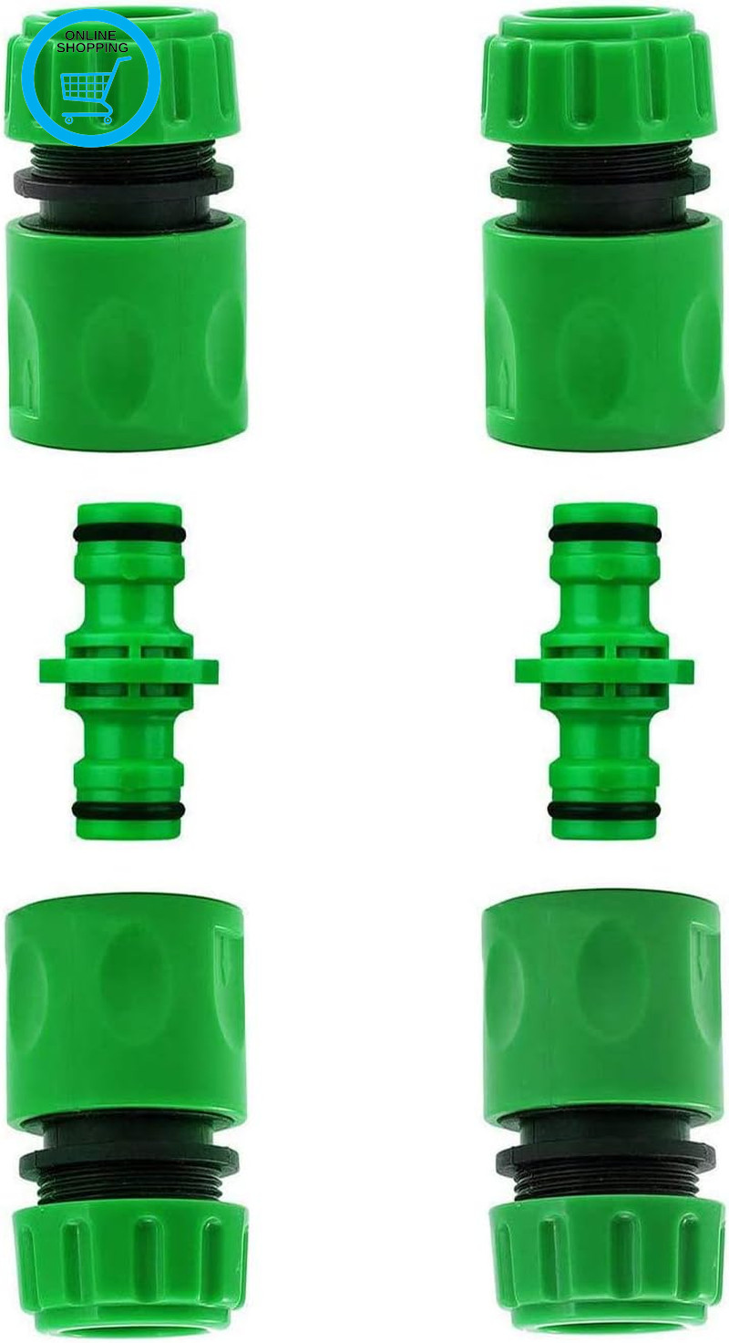 2PCS Double Male Hose Connectors & 4PCS End Quick Connectors for Hose Pipe Fitti