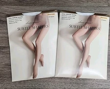 2 East 5th Sheer Caress Subtle Shapers Pantyhose Queen Short  Off Black