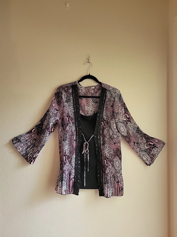 Женская Y2K Bell рукав плиссированные прихоти ведьмы романтический темно богемное блузка XL