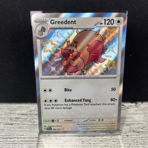 Pokémon TCG Greedent Scarlet & Violet: Paldean Fates 206/091 Holo Shiny Rare