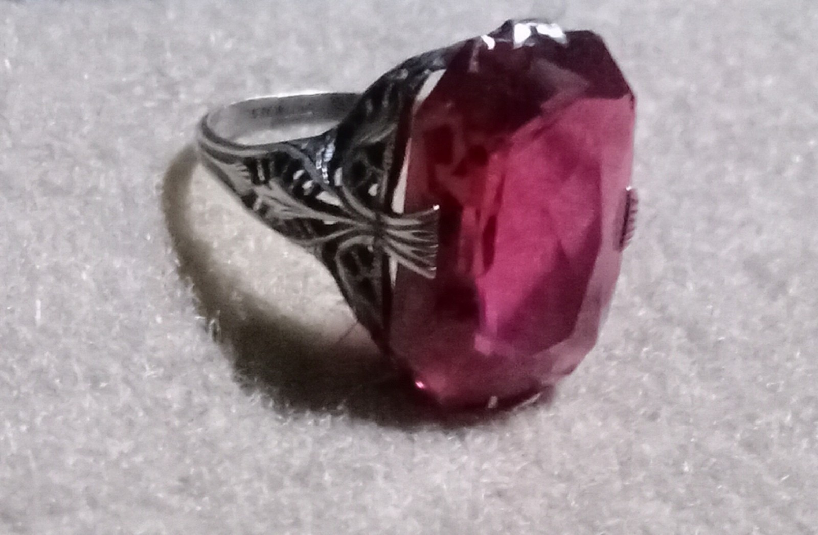 Vintage Solid Sterling Silver Filagree Ring Large… - image 1