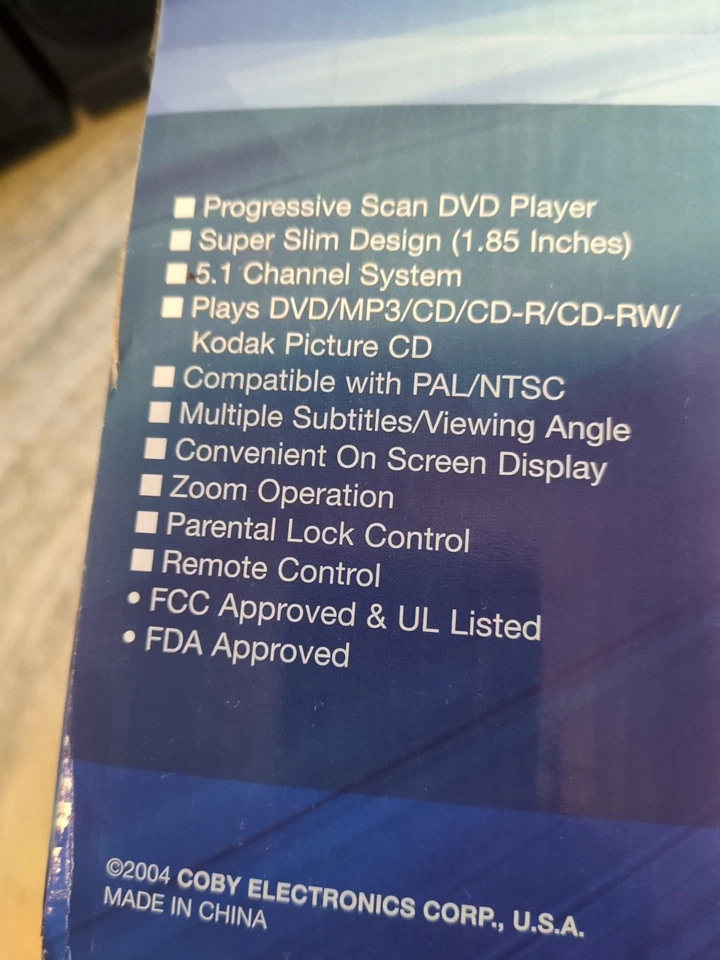 Coby DVD 515 Super Slim Progressive Scan DVD PLAYER MP3 CD Brand NEW In Box - Image 2 of 4