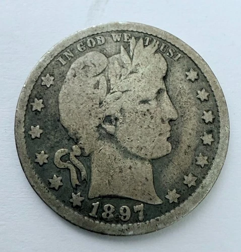 1897-O 25C Barber Quarter 90% Silver VG Condition Free Ship  #1225