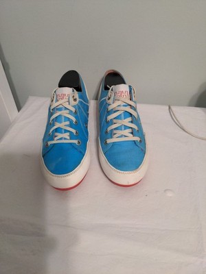 Womens Helly Hanson Blue Colorblock Pattern Canvas Lace Up Sneakers Size 10