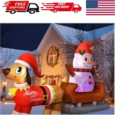 8Ft Inflatable Snowman with Rotating LED Lights - Perfect for Christmas Decor