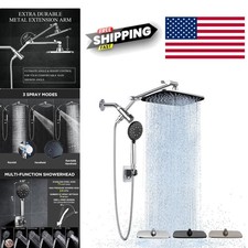 Detachable Dual Shower Head with Adjustable Arm and Multi Spray Modes 11.8 Inch