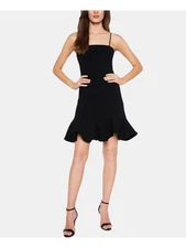 BARDOT Womens Black Spaghetti Strap Above The Knee Fit + Flare Dress XS