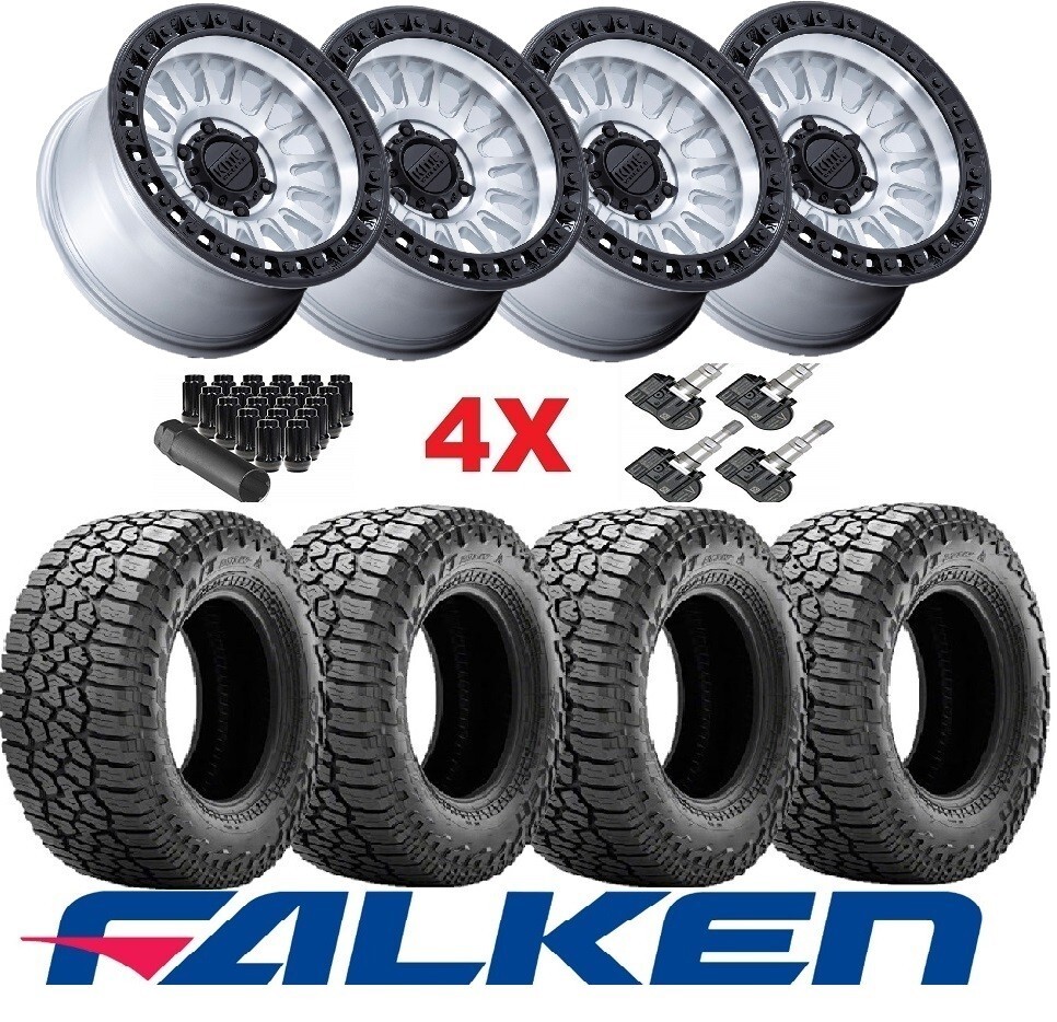 KMC IMS WHEELS MACHINED W/ FALKEN WILDPEAK TIRES PACKAGE 285 70 17
