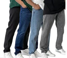 Spring/ Fall Men Straight jeans Casual denim pants Solid Long trousers New