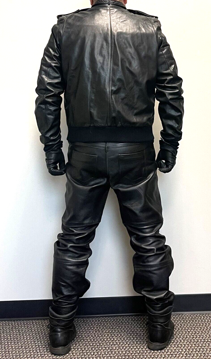 Berman's レザージャケット サイズ40 黒 Berman's Black Leather CAFE Jacket w Zip-in Vest Liner- size