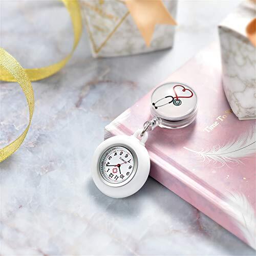 Retractable Nurse Watch Clip On with Secondhand Stethoscope Lapel 1pc white-a - Picture 2 of 6