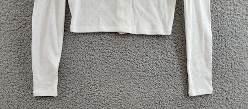 KatieJnyc Savanna Pointelle Cardigan Girls XL White Scoop Neck Button Front L/S - Picture 13 of 17