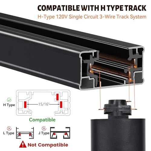 12W Zoomable LED Track Lighting Heads, 2700-6500k Adjustable H Type Track - Picture 3 of 7