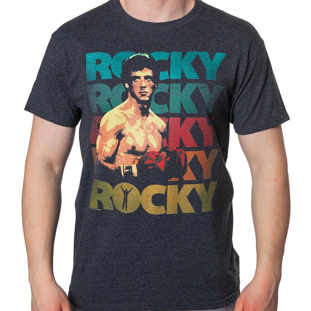 Rocky Balboa Boxing Pose 70 s Fade Men s T Shirt Stallone Movie Tee Sport