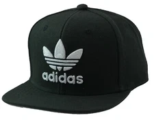Adidas Originals Trefoil Youth Flat Bill Snap Back Black & White Hat