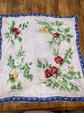 Cottage Core Floral Pink Yellow Rose Scarf 30  No Tags Vintage