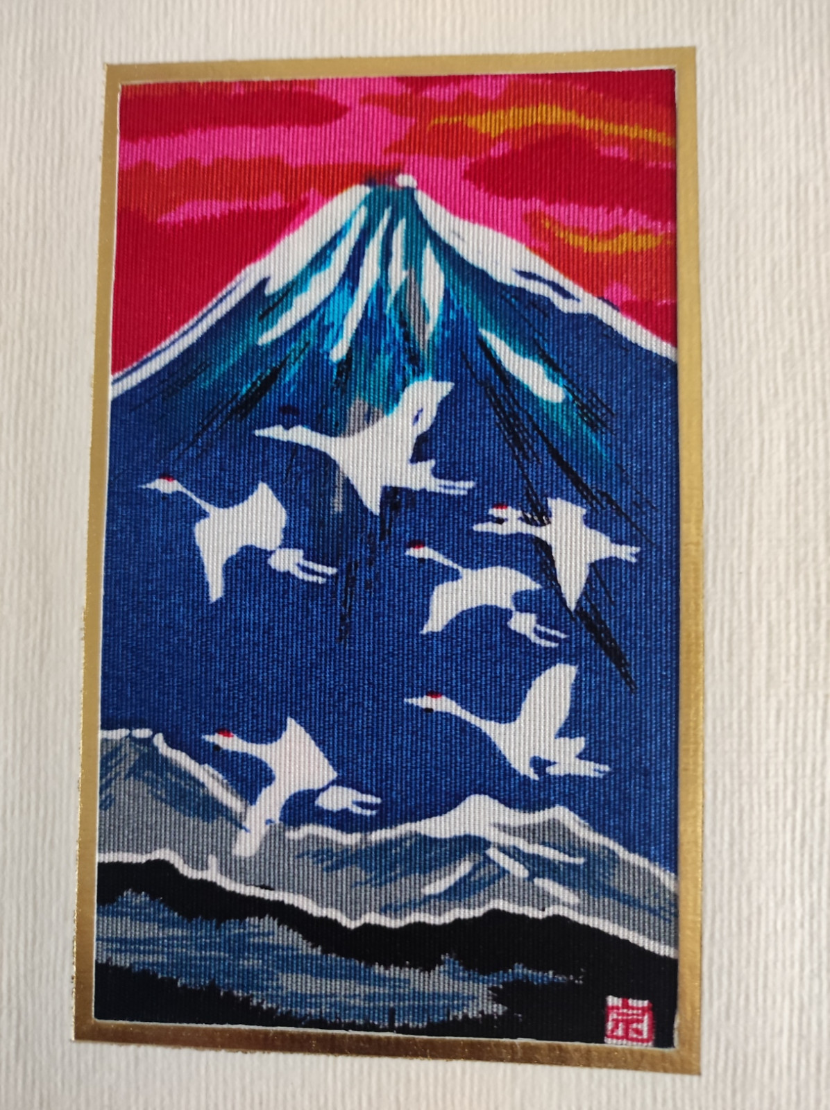CUADRO JAPONES EN SEDA MONTE FUJI