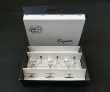 Vintage Set of 6 Bohemia Glass Exquisite Sherry Glasses in Box 10cm Tall 1960s