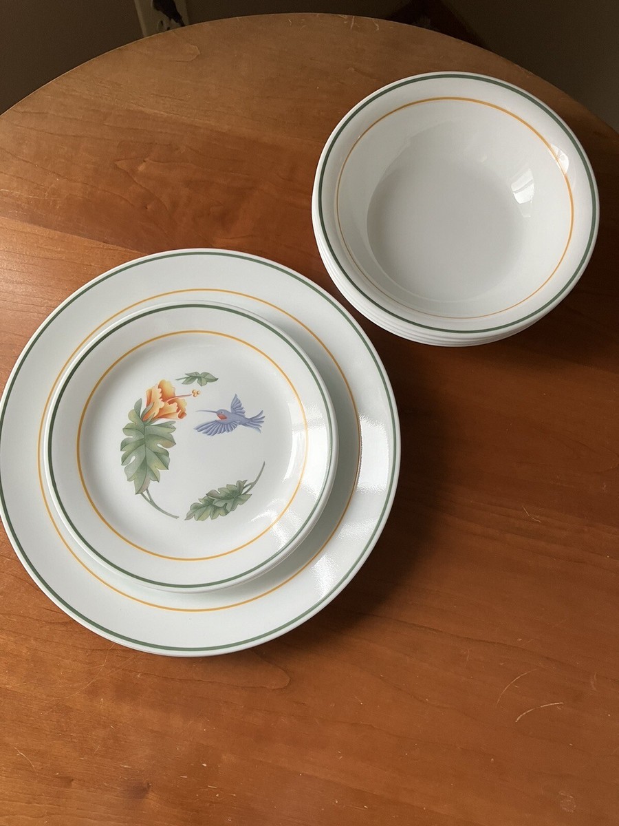 Corelle Dinnerware Set for 4 Hummingbird Design 12 Piece Set