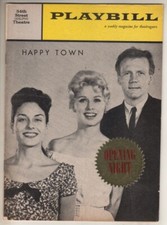 "Happy Town"   Playbill   FLOP  1959  OPENING NIGHT  Lee Venora, Biff McGuire