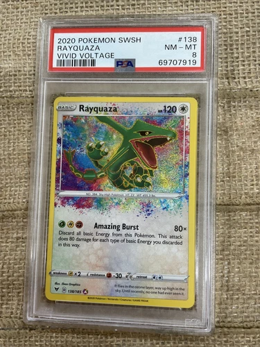 Graded PSA 8 2020 Pokemon Swsh - Rayquaza -  Vivid Voltage