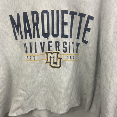 Champion Sweatshirt Unisex Gray Marquette University Cutoff Sz 2XL