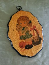Raggedy Ann Wood Plaque Vintage Wall Hanging