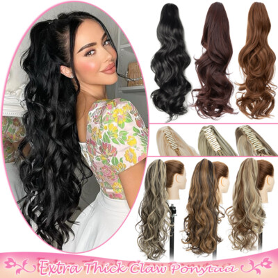 Klammer Pferdeschwanz Zopf Haarteil Clip in Haarverlängerung Claw Ponytail Blond