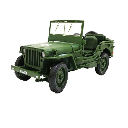 Miniature Jeep 1:18 GATE – Laurel Et Hardy à Bord, Vert Kaki (réf 01063)