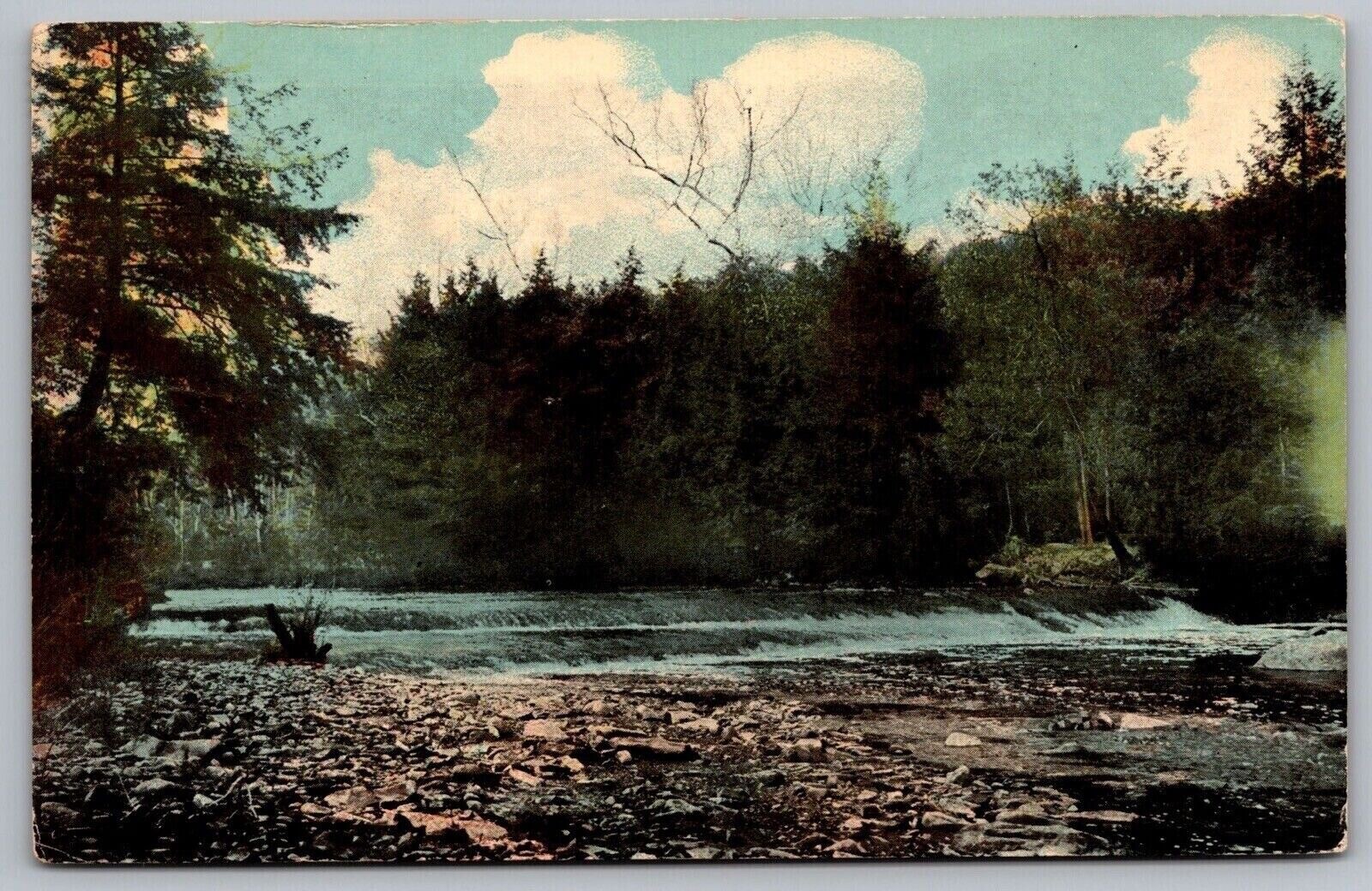 River Antique Postcard PM Derry Church PA Pennsylvania Cancel WOB Note