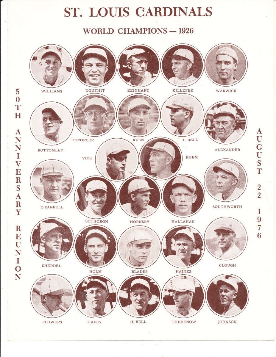 8/22 1976 St Louis Cardinals 1926 world champions 50th an. Program