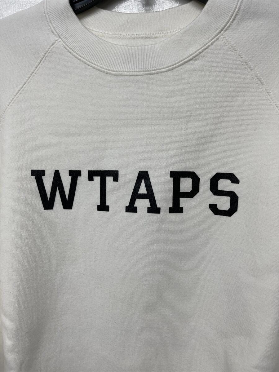 WTAPS Crewneck Design Collage Sweatshirt Logo-Print Cotton White size XL