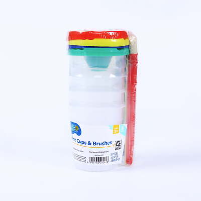 Spill-Proof Craft Paint Cup with Color Hog Bristle Paint Brushes, 8pcs in Total