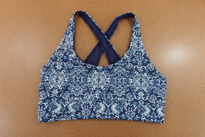 Adore Me Womens Size XL Blue Floral Criss Cross Back Pullover Sports Bra NWT