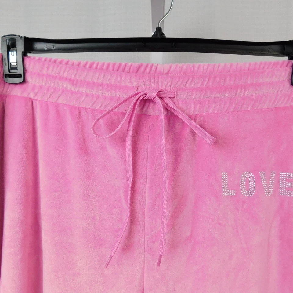Pantalones deportivos Rue 21 talla grande colección Y2K Bling ajustados acampanados de terciopelo 4X rosa #1392 Foto 2 de 4