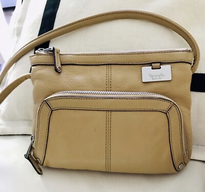 Tignanello Tan Leather Crossbody Bag Outer Pouch Organizer Purse Handbag  Travel