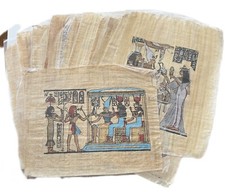 VTG Egyptian Papyrus Paper Paintings Lot Of 13 