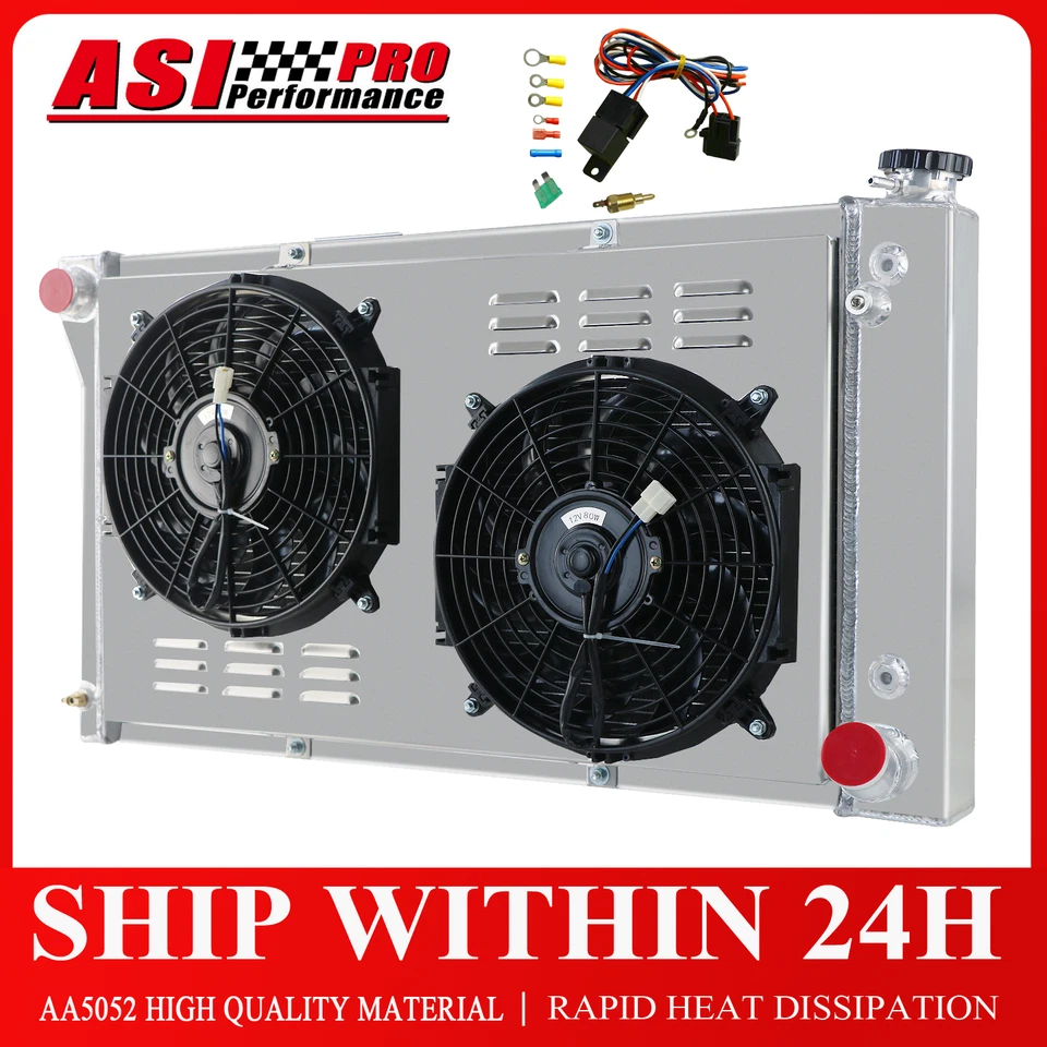 For 1967-1972,70 CHEVY C/K C10 C20 C30 Truck 3 Row Aluminum Radiator+Shroud Fan Foto 3 de 4